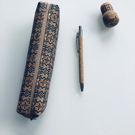 Federmäppchen Stiftemäppchen aus Kork Retro Kacheln